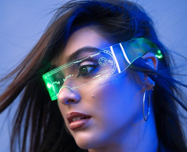 Augmented reality glasses on user