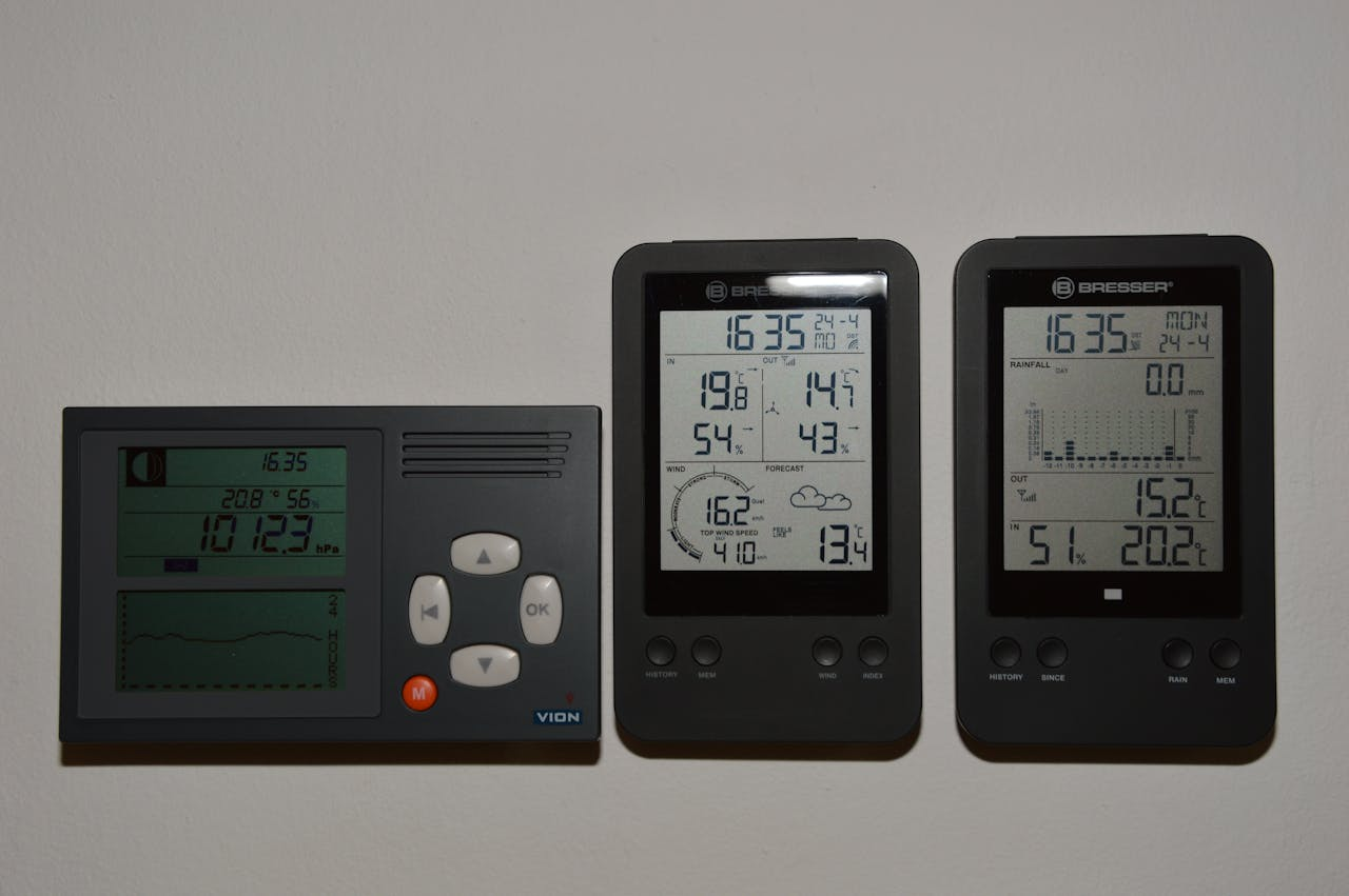 Smart thermostat on wall