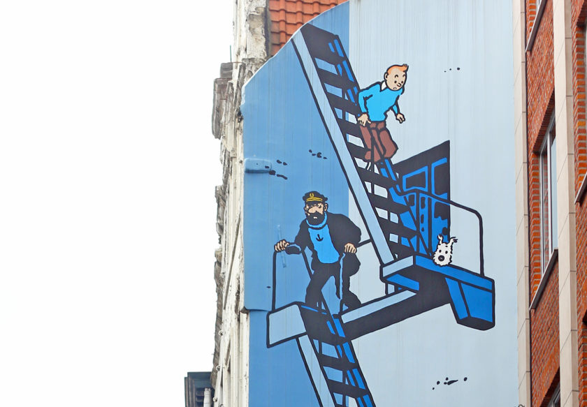Tintin comic mural in Brussels